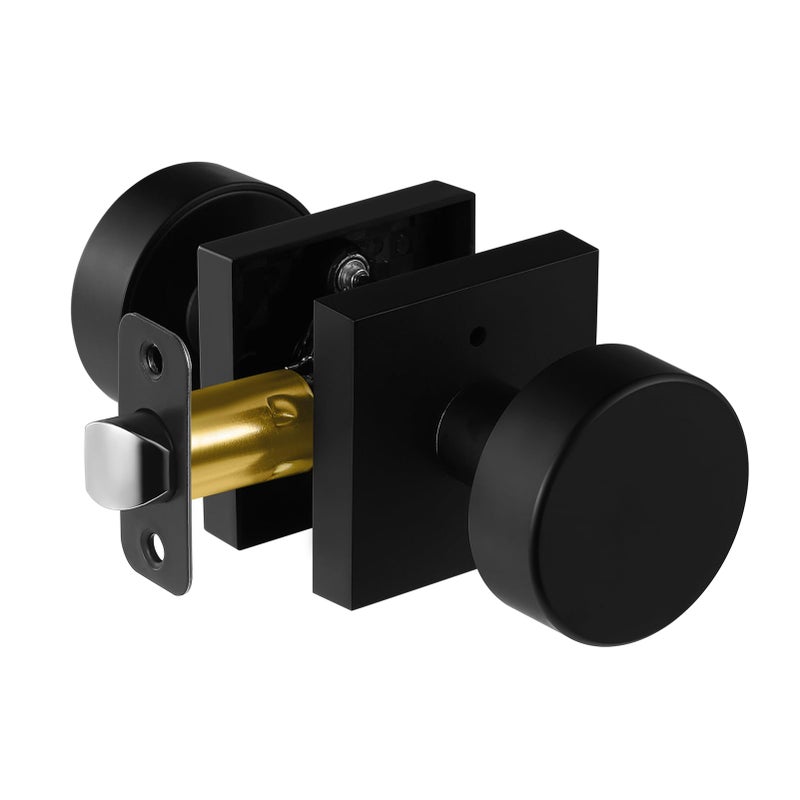 newliplace Black Privacy Door Knob, Black Door Knobs Interior with Lock, Matte Black Interior Round Door Knob for Bathroom Bedroom - Image 1